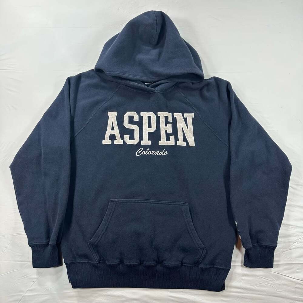 Hollister Aspen Colorado Pullover Hoodie Size XS Navy Blue Fleece